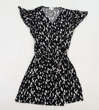 Nine West Women's Dress Size XL Black White Faux Wrap Belted Stretch Knit