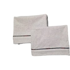 Set of 2 Grey Flannel PillowCases W/plaid Trim 20 X 30 Standard/queen