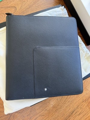 Montblanc Sartorial schwarz Saffiano Leder Notizblock Halter umlaufender Reißverschluss (Medium)