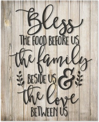 Bless The Food Before Us Rustic Wood Wall Sign