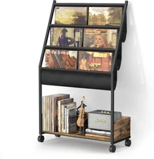 Vinyl Record Display Holder with 3 Tier Display Shelf Movable Rack 200 Albums
