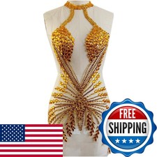 Rhinestone Applique Clear AB Color Crystal Stone Beads for Dress Gold