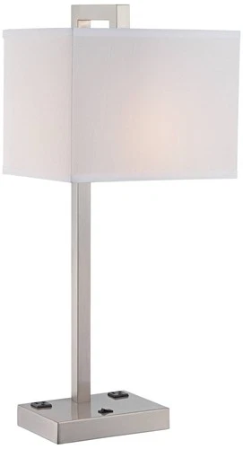Lite Source Contento 27" Modern Polished Steel Table Lamp with Outlets - Picture 2 of 2
