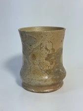 Stoneware Clay Pottery Small Planter Vase Pot Brown Tan 4” Wheel Thrown