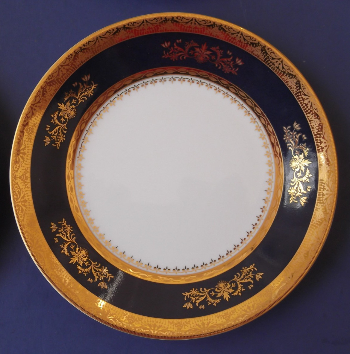 Four Philippe Deshoulieres 6" Limoges Orsay Cobalt Blue Bread Plates