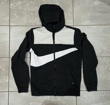 VTG Nike Swoosh Full Zip Up Hoodie Blue Tag Size Small