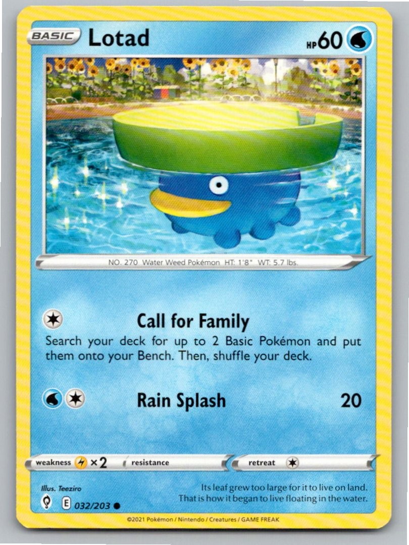 2021 POKEMON LOTAD EVOLVING SKIES 032/203 COMMON NM A44736 FREE S&H