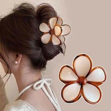 Glossy Acrylic Five Petal Flower Hair Claw Clip Floral Ponytail Accessory