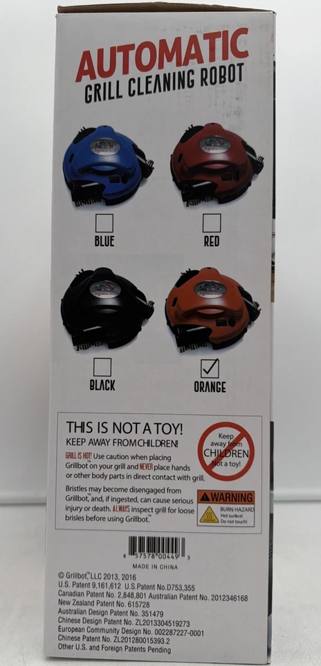 Robot Automático de Limpieza de Parrilla Grillbot, Naranja, Cepillos de Latón + Estuche de Transporte, NUEVO Foto 4 de 4