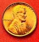 1951-P Lincoln Wheat Cent Penny GEM RED BU From an Original Bank Roll