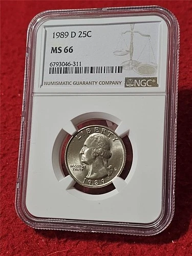1989-D WASHINGTON QUARTER   NGC MS 66  UNCIRCULATED                     #T0034