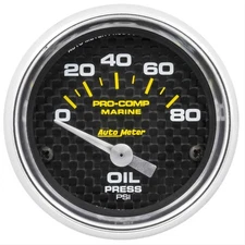 Auto Meter 200744-40 Pro-Comp Carbon Fiber Marine Oil Pressure Gauge Diameter: 2