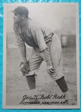 1921 Exhibits - Babe Ruth Card In Excellent Condition. Reproduction Card.