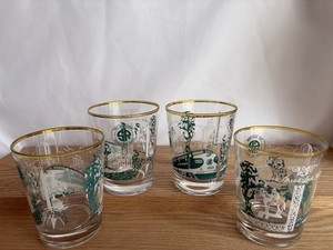 Railroad Glass Southern Railway Glasses Set 4 Gold Rim Lowball Barware 1960s