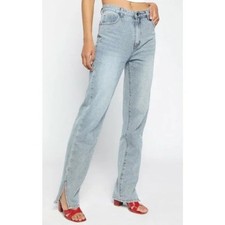 Lioness New Light Wash Alabama Jeans Split Hem 100 Cotton High Rise Size XS/2