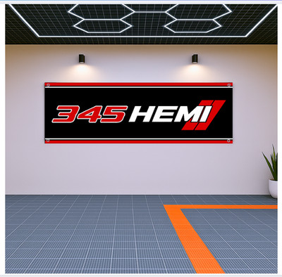 345 HEMI Flag Banner 71x24   Garage & Man Cave Wall Decor