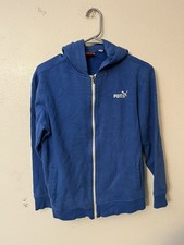 Puma Boys Full Zip Hoodie Sweatshirt Size Large 14/16 Blue Logo