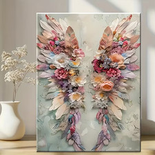 Floral Butterfly Wall Art Romantic Botanical Canvas Print Elegant Home Decor