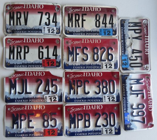 GROUP LOT OF 10 IDAHO MOTORCYCLE license plates  ROUGH COND - NOT TRAILERS
