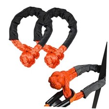 2 PCS Soft Shackle, Light Weight Car Road Recovery Shackle, UHMWPE Tow Orange