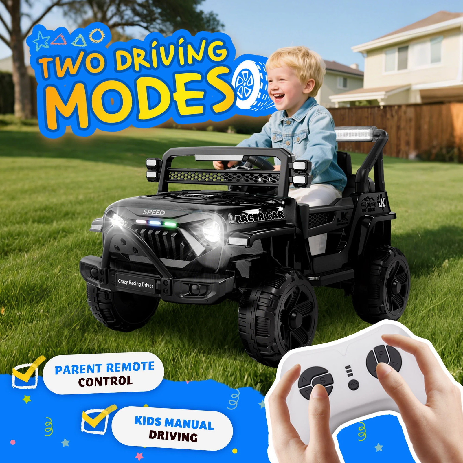 12V Ride on Electric Truck Car for Kids, 12V Kids Electric Vehicles W/ Remote Co