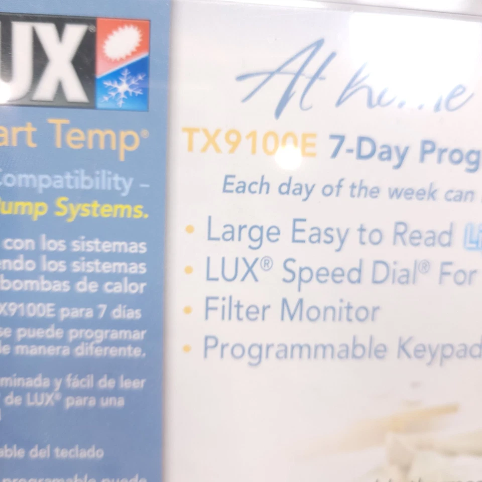 LUX Smart Temp TX9100E 7 Day Programmable Thermostat Universal New Sealed - Image 2 of 4