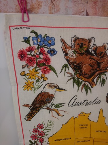 VTG Linen Cotton Flour Sack Tea Towel Australia Souvenir - Picture 2 of 8