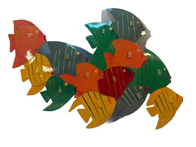 Bright Colors Fish Wall Decor Hand Painted Recycled Steel Drum Haiti Metal Art