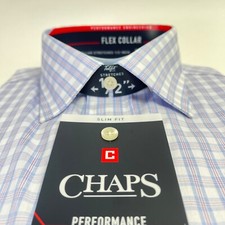 NWT CHAPS Men's Performance Cool Purple Blue Checks Dress Shirt 14.5 32/33 Small
