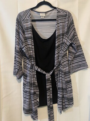 Jaclyn Smith 1XPlus Top with Belt & Attached Jacket 42'' x 29''Active Wear Stretch
