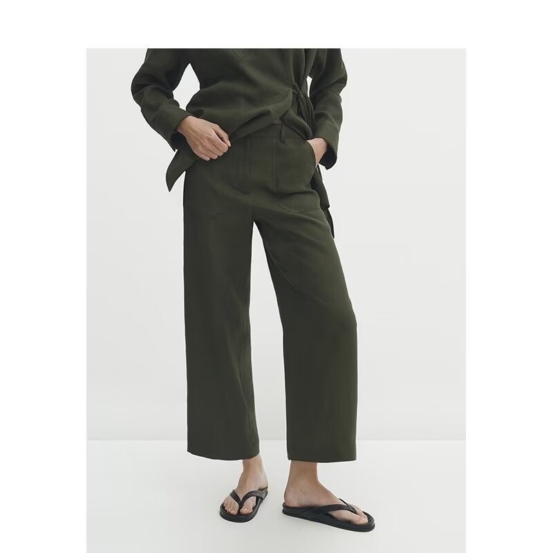 ★ Massimo Dutti★ High waist wide leg linen pants 05042342 Women's Wide Leg Trousers - Massimo Dutti - US