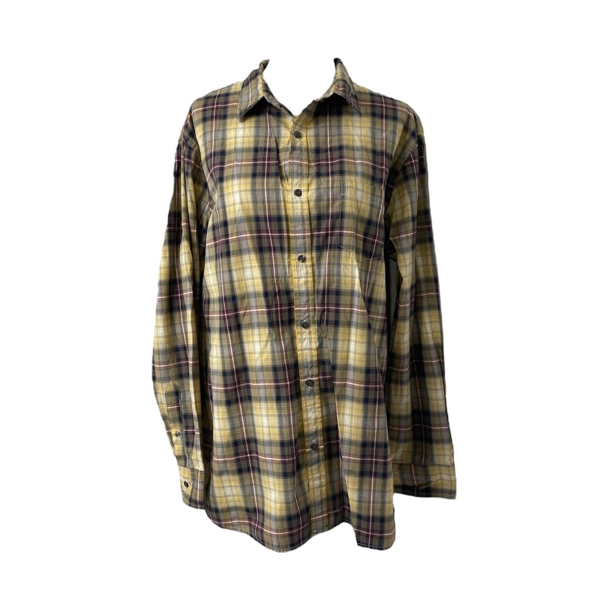 Men's XL Button-Down Shirt Sonoma Yellow and Red Plaid Long Sleeve