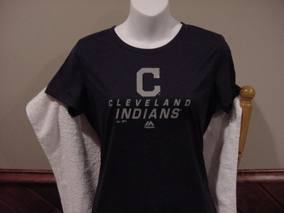 VERY CUTE Cleveland Indians Women's Md Blue & White Cool Base Shirt #1, NEW&NICE