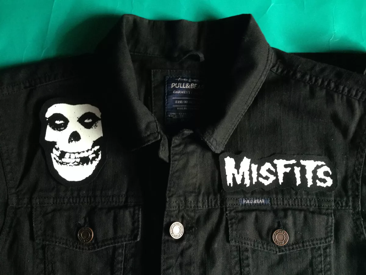 Misfits Fiend Club Horror Punk Black Denim Cut Off Jacket Crimson