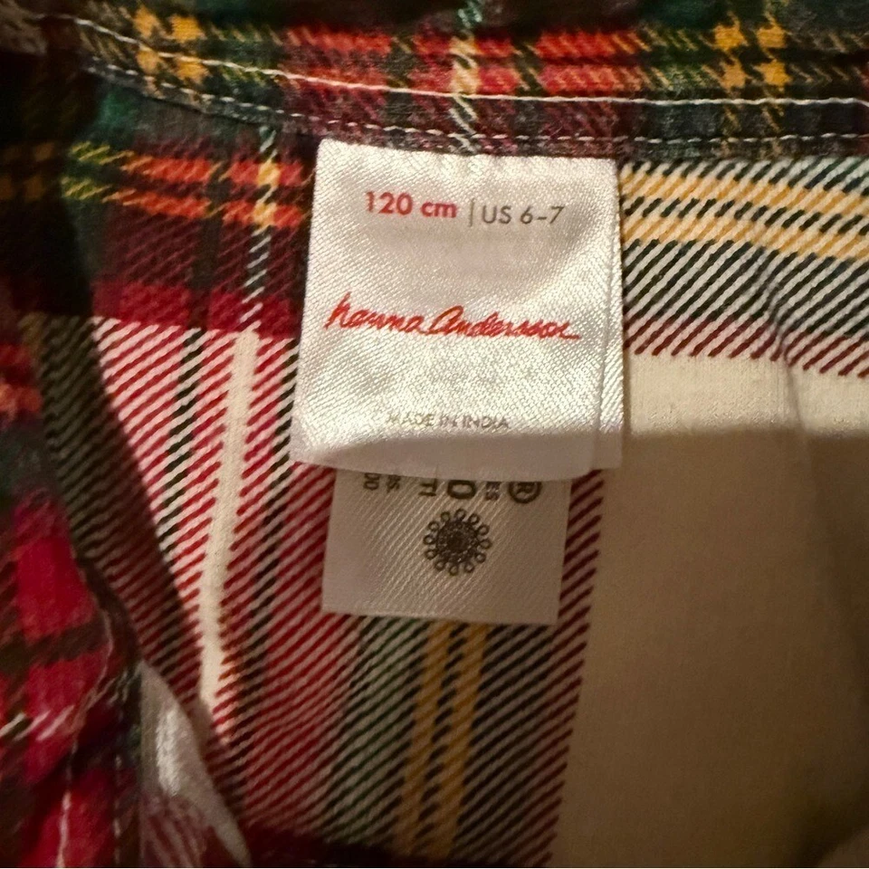 Hanna Andersson Abotonada en Terry Francés en Familia Vacaciones Cuadros Multi Talla 6-7 Foto 3 de 4