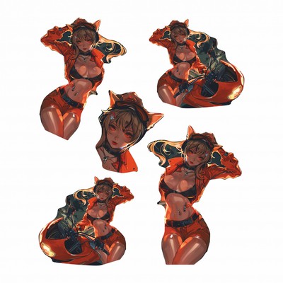 Decorative Tuning Anime Cat Girl Orange Laptop Phone Motorcycle Rear Window S...