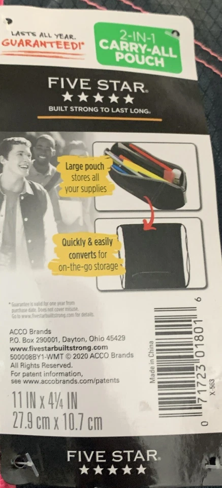 Bolsa/riñonera de nailon Five Star 2 en 1 con cremallera y almacenamiento. Nuevo con etiquetas Foto 2 de 3