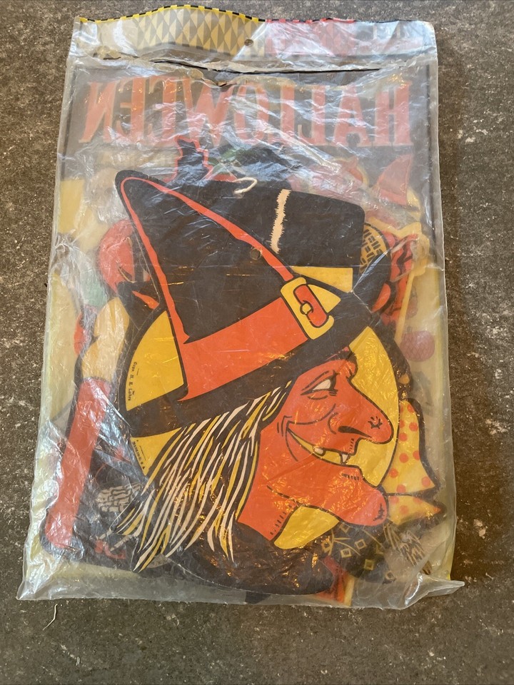 Vintage H.E. Luhrs Beistle Halloween Die Cut Decorations Lot Witch, Cat
