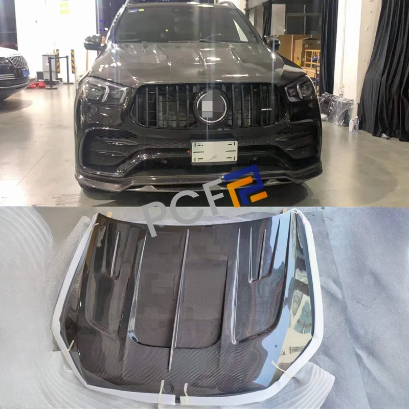 Cubierta de capó ventilada de fibra de carbono real para Benz Clase GLE W167 2020-24 Foto 2 de 4