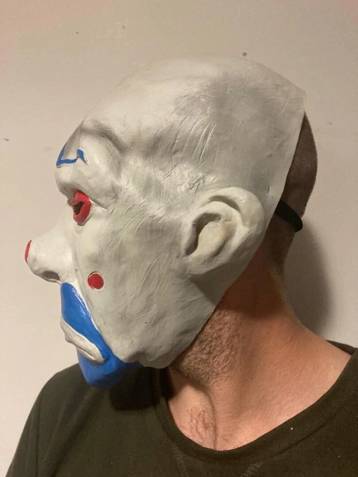 Joker Bank Robber Latex Mask Clown Dark Cosplay Knight Halloween Costume Adult - Image 3 of 3