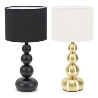 Modern Table Lamp Stacked Ball Base Bedside Lounge Light Drum Lampshade LED Bulb