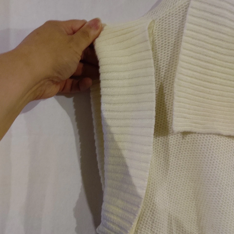 Cárdigan suéter R.Q.T para mujer blanco roto manga tapada talla XL Foto 4 de 4