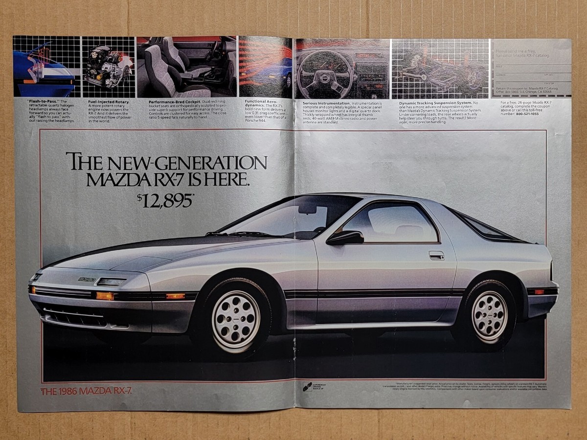 VINTAGE 1986 Print Ad Advertisement Mazda Rx-7 Sports Car | eBay