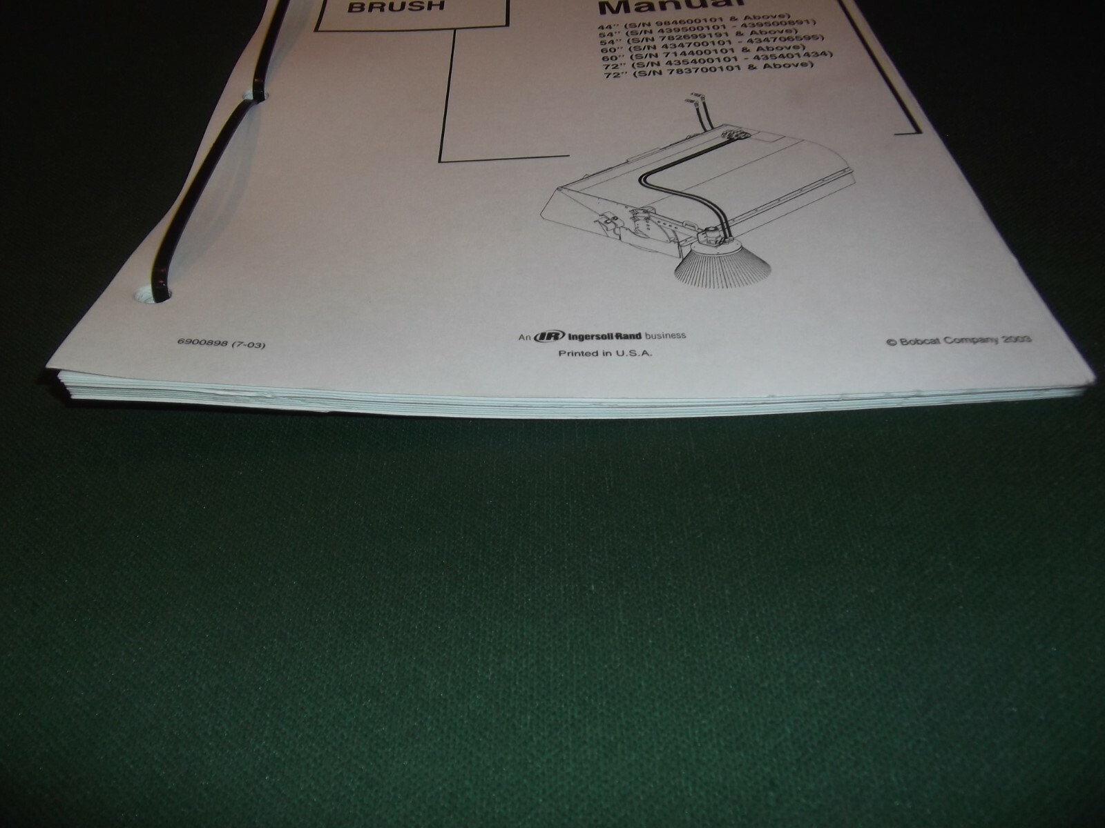 BOBCAT 44"-72" SWEEPER GUTTER BRUSH SERVICE SHOP REPAIR WORKSHOP MANUAL 6900898