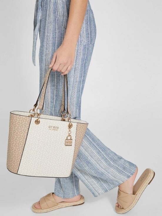 NWT Guess kolt logo carryall, faux leather, multicolor, zip top