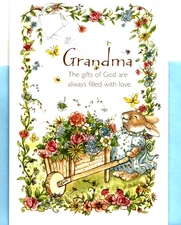 Happy Birthday Grandma Garden Gardener Gardening Bunny Dayspring Greeting Card