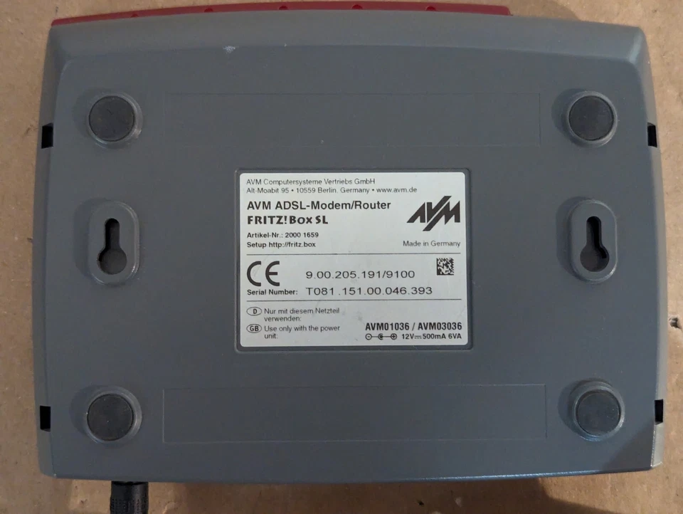 AVM Fritz!Box SL 2000 1659 + Netzteil - Bild 3 von 4