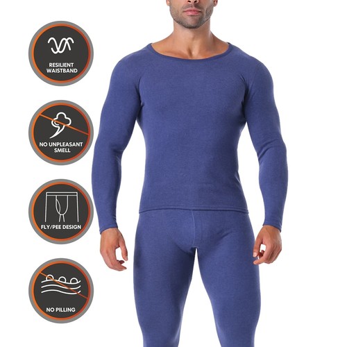 Men Seamless Thermal Underwear Lightweight Fleece Lined Long Johns Top&Pants US - 第 10/16 張圖片