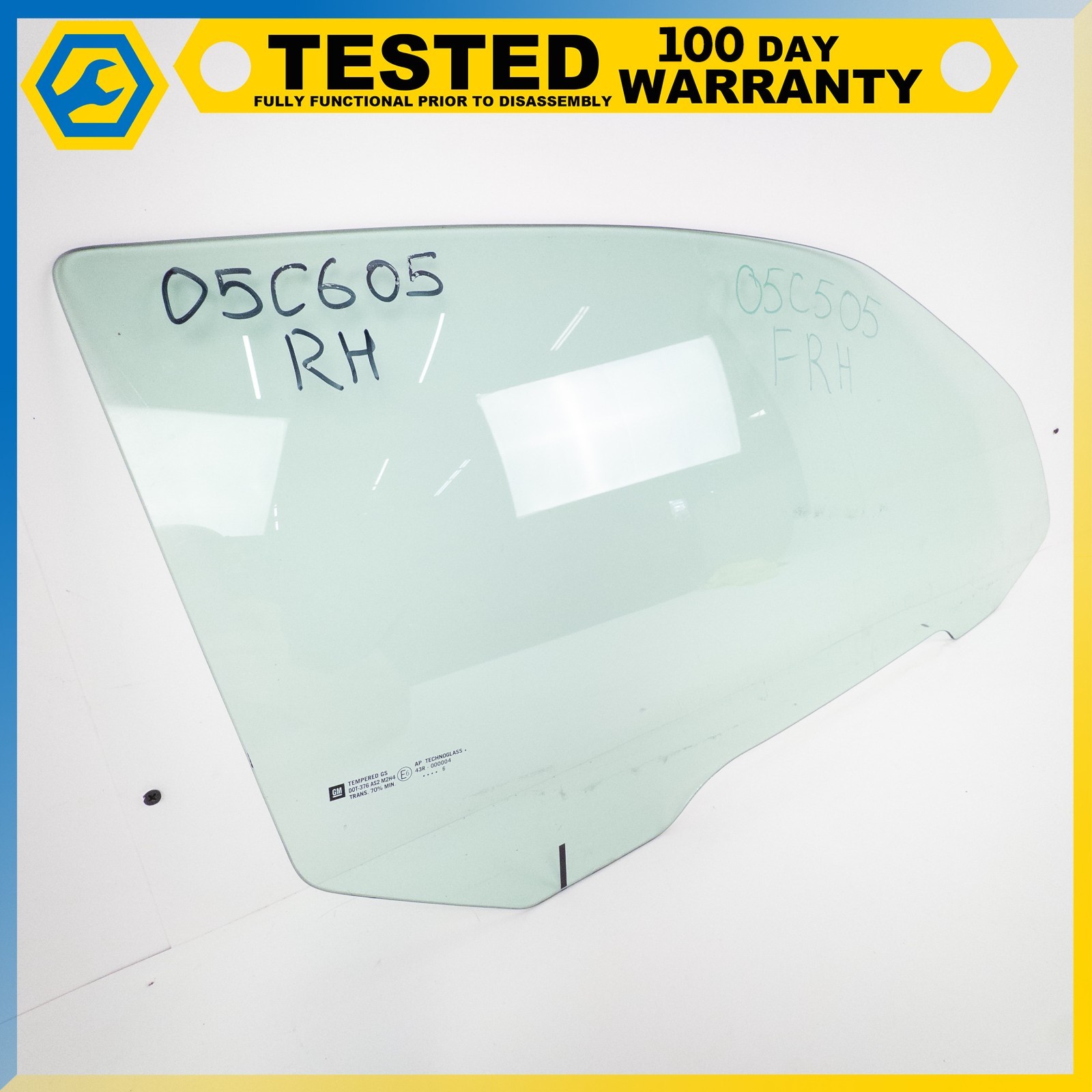 05-13 CHEVROLET CORVETTE C6 FRONT RIGHT SIDE DOOR WINDOW AUTO GLASS OEM