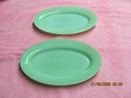 ANCHOR HOCKING FIRE KING JADEITE RESTAURANT 9-1/2" X 6-1/4" OVAL PLATTERS
